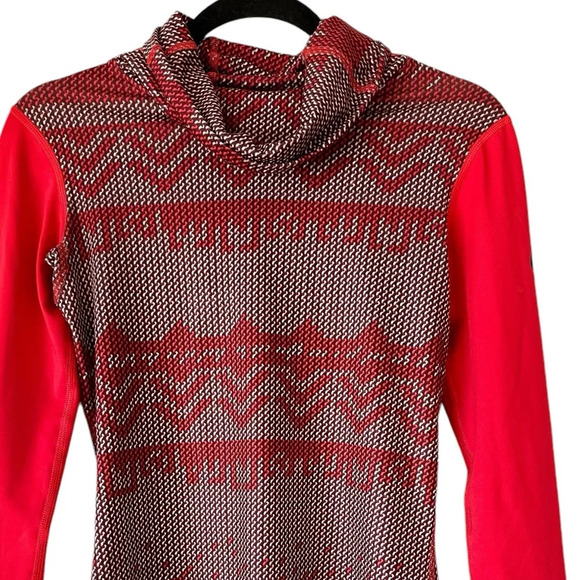 Nike Pro Women's Red White Hyperwarm Nordic Infinity Long Sleeve Shirt - Picture 3 of 16